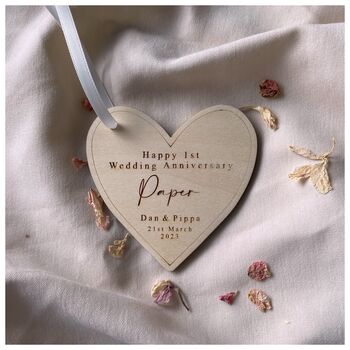 Happy First Wedding Anniversary Heart Decoration, 4 of 4