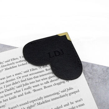 Handmade Personalised Leather Heart Corner Bookmark, 3 of 9