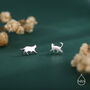 Sterling Silver Tiny Mismatched Cat Stud Earrings, thumbnail 4 of 12