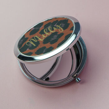 Personalised Silver And Leather Compact Mirror, 3 of 10