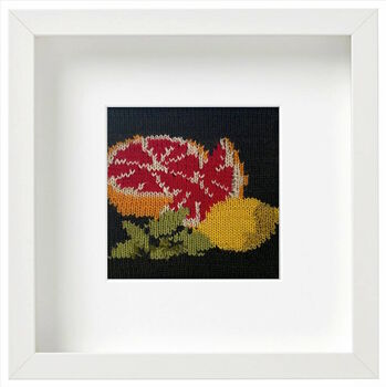 Pink Orange Botanical Fruit Framed Knitted Art, 2 of 10