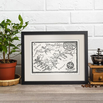 Devon Coastlines Map Hand Drawn Fine Art Print, 2 of 12