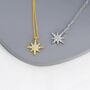 Tiny Starburst Pendant Necklace In Sterling Silver, thumbnail 3 of 12