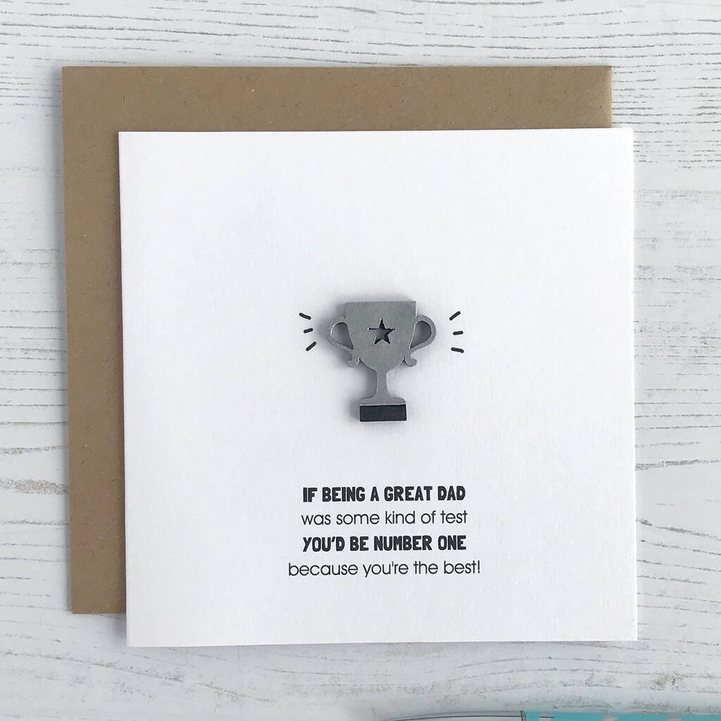 number one dad trophy fathers day card by cloud 9 design