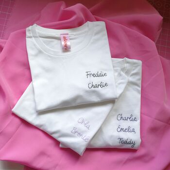 Personalised Hand Embroidered Men's White T Shirt, 3 of 12