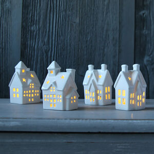 Little Porcelain Illuminated Village House By Clem & Co