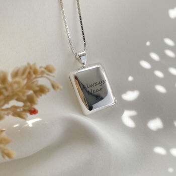 Sterling Silver Personalised Rectangle Locket Necklace, 3 of 8