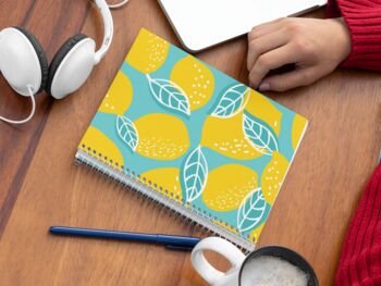 A5 Spiral Notebook Featuring A Citrus Lemon Design, 2 of 2