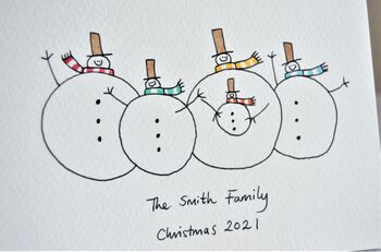 Personlised Snowman Family Handmade Card, 7 of 7
