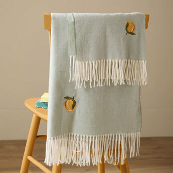 Personalised Orange Fruits Lightweight Embroidered Throw, 3 of 5