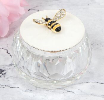 Cut Glass Silver Plated Bumble Bee Trinket Box, 3 of 4