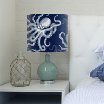 Octopus Lamp Shade, Random White On Blue, 2 of 9