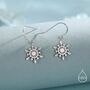 Sterling Silver Snowflake Drop Hook Earrings, thumbnail 3 of 11