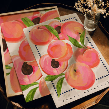 Peach Art Print Fruit Illustration, 7 of 7