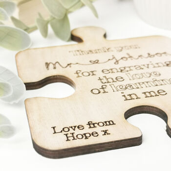 Personalised Wooden Puzzle Piece Teacher Coaster, 4 of 4