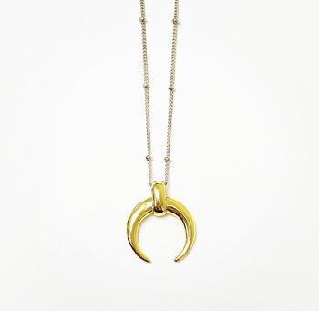 Moon Crescent Necklace Sterling Silver And Gold Vermeil, 2 of 3
