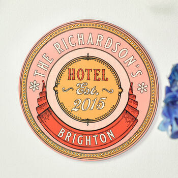 Personalised Vintage Style Family Hotel Wooden Sign, 2 of 3