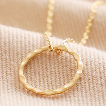 Hammered Halo Pendant Necklace In Gold Plating, 3 of 6