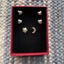 Three Pairs Sterling Silver Stud Earrings, thumbnail 3 of 3