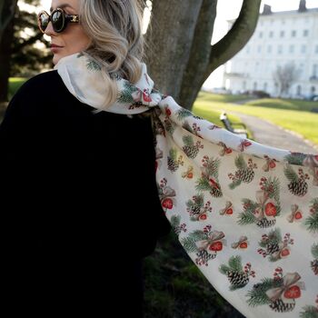 Bows And Pinecones Scarf In Personalised Gift Box, 7 of 10