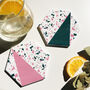 Pink Emerald Green Terrazzo Style Ceramic Coaster Set, thumbnail 1 of 2