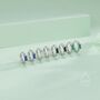 Sterling Silver Sapphire Blue Single Baguette Cut Cz Huggie Hoop, thumbnail 8 of 12