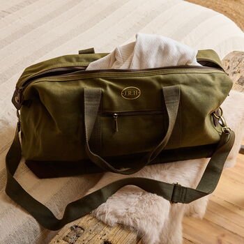 Personalised Weekend Waxed Canvas Holdall Bag, 2 of 5