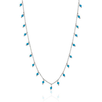 Blue Turquoise Beaded Sterling Silver Chain Necklace, 3 of 6