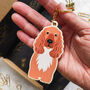 Cocker Spaniel Dog Wooden Keyring With Optional Christmas Card, thumbnail 1 of 8