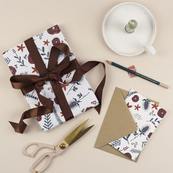 Christmas Thistle And Floral Wrapping Paper, 3 of 3