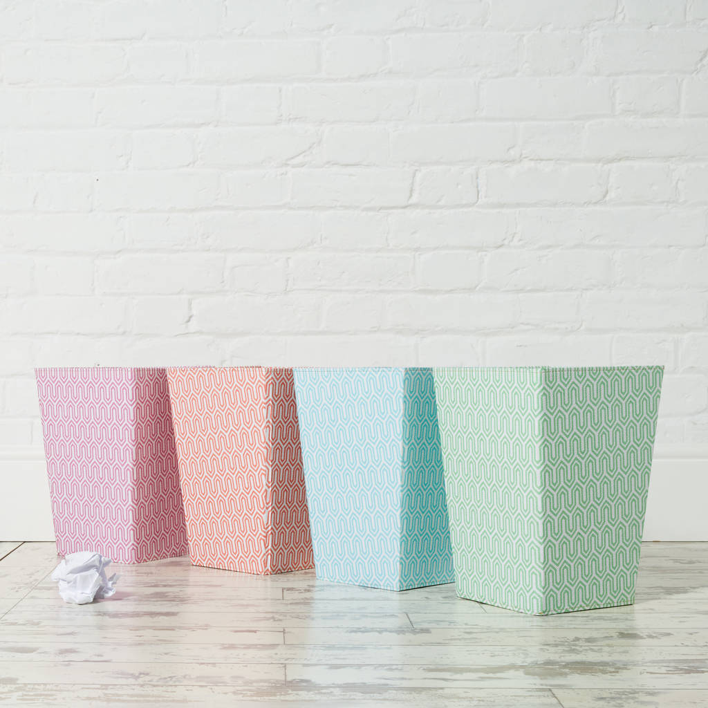 Recycled Pastel Graphic Geometric Waste Paper Bin, 1 of 6