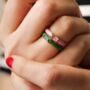 Gold Plated Cz Green Enamel Stacker Ring, thumbnail 3 of 7