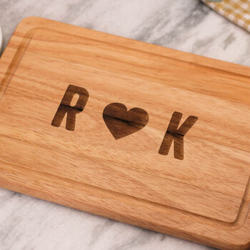 Personalised Heart Initials Wooden Chopping Board Gift, 2 of 4