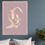 Gold Koi Karp Fish Wall Art Print Pisces Birthday Gift, thumbnail 4 of 5