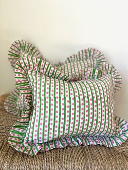 Indian Block Print Frilly Cushion, 5 of 6