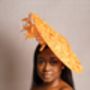Orange Disc Headpiece With Petals And Feathers, thumbnail 1 of 2