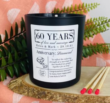 Personalised 60th Diamond Anniversary Meaning Candle, 4 of 11