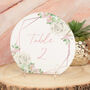Rose Gold Floral Frame Acrylic Wedding Table Sign, thumbnail 1 of 2