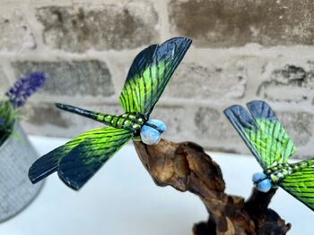 Handcrafted Emperor Dragonfly Wooden Sculpture Ornament, 7 of 10