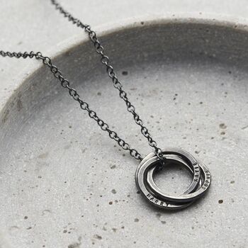 Personalised Men’s Textured Russian Rings Necklace, 2 of 6