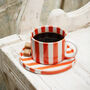 Tangerine Stripe Mug And Saucer Set, thumbnail 1 of 2