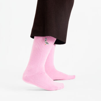 Pigeon Socks Embroidered Unisex Cotton Ribbed Crew Socks, 4 of 5