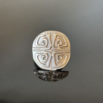 Swirl Pattern Silver Disc Adjustable Ring, 2 of 9