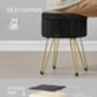 Velvet Storage Ottoman Stool With Seat And Metal Legs, thumbnail 3 of 7