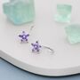 Amethyst Purple Flower Cz Huggie Hoop Earrings, thumbnail 2 of 12