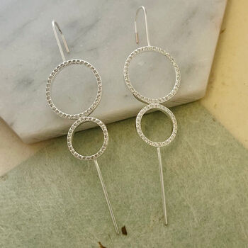 Sterling Silver Double Circle Topaz Ear Cuffs, 2 of 8
