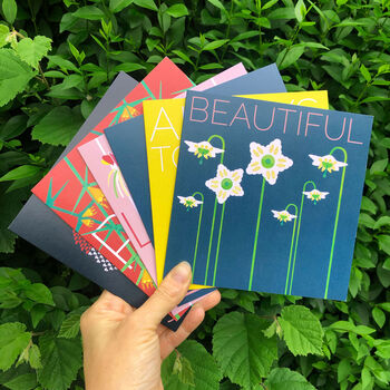 Pack Of Six Modern Floral Greetings Cards, 6 of 11