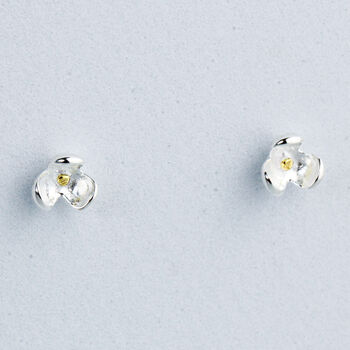 Sterling Silver Dainty Flower Bud Stud Earrings, 2 of 4