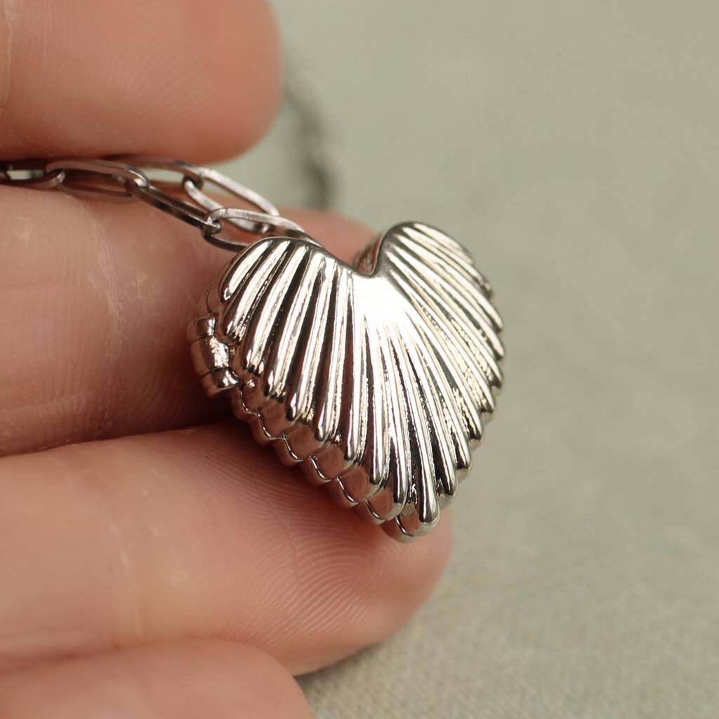 Silver Heart Clamshell Locket Necklace, 1 of 9
