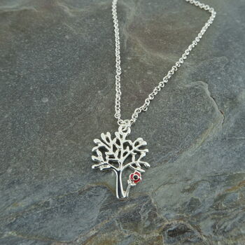 Poppy Red Flower Tree Of Life Pendant Necklace, 2 of 4